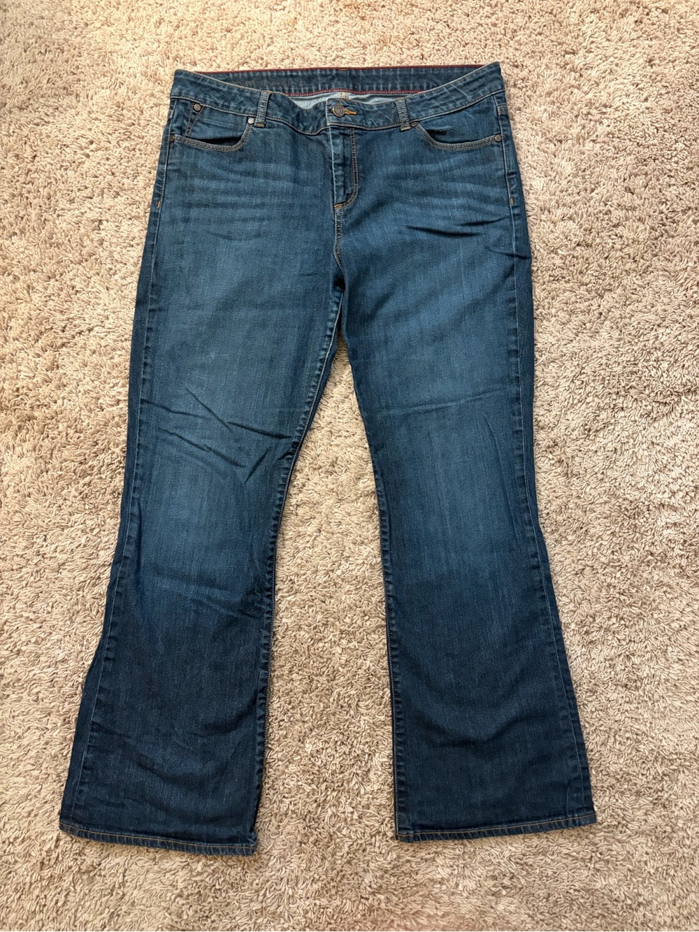 Talbots Distressed Dark Blue Signature Boot Cut Jeans
